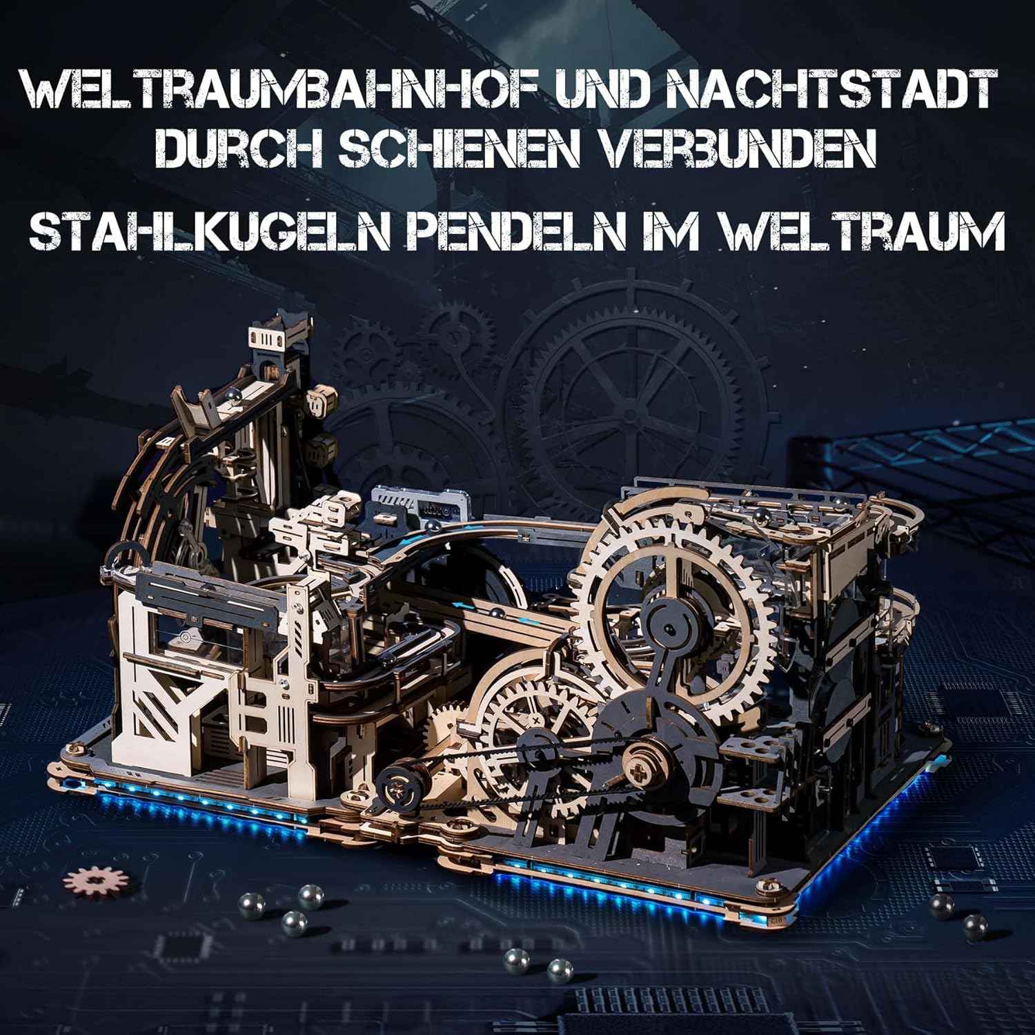 Robotime Marble Night City – 3D Wooden Mechanical Marble Run Kit