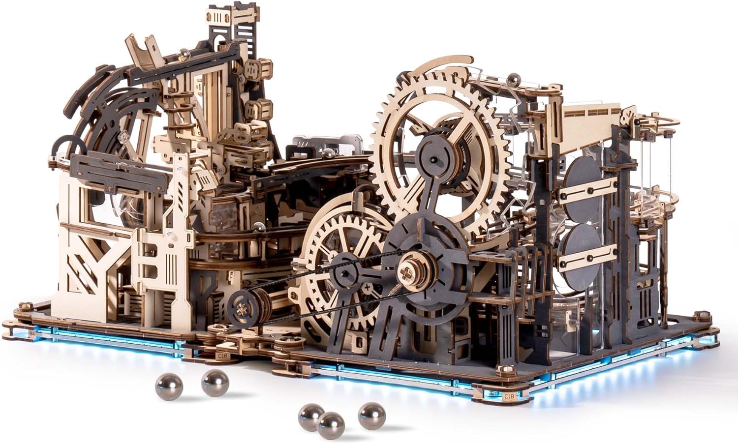 Robotime Marble Night City – 3D Wooden Mechanical Marble Run Kit