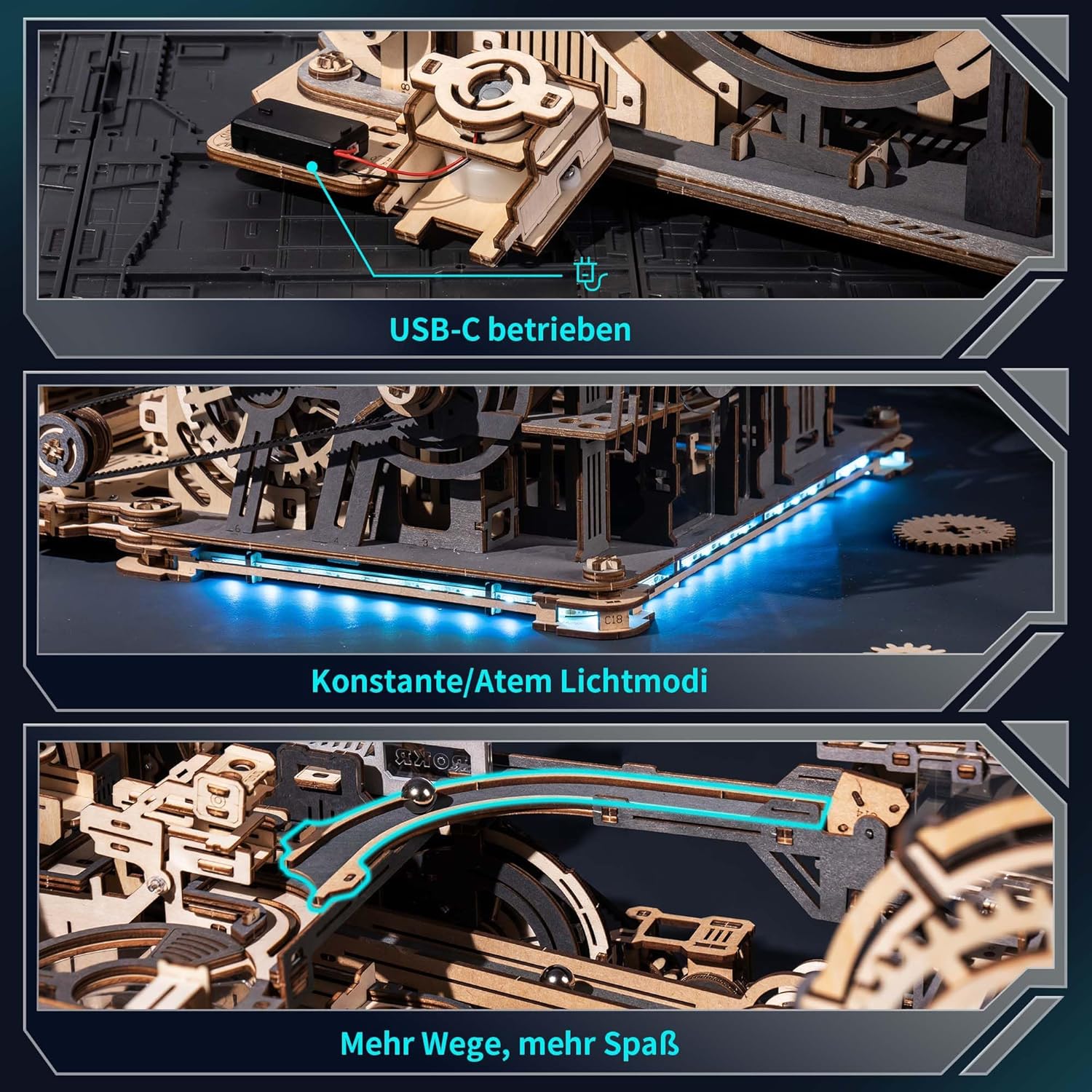 Robotime Marble Night City – 3D-Kugelbahn-Set aus Holz 